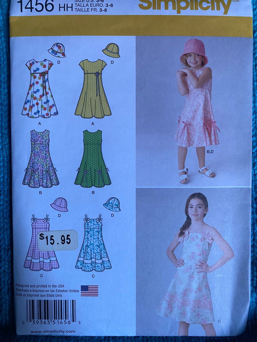 Simplicity sewing pattern  1456 Girls dress apron hat sz 3-5
